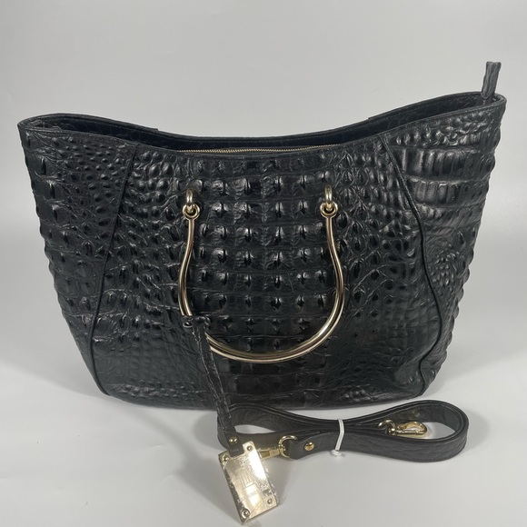 Lisa Robertson Limited Croc Embossed Leather handbag Crossbody Tote Old Money - Picture 2 of 12